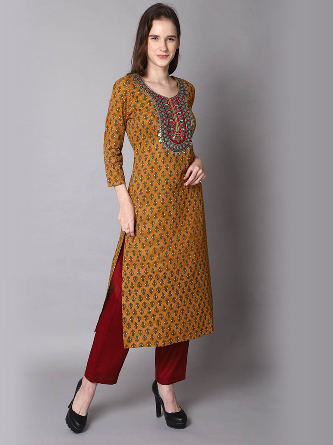 GORGEOUS Mustered Straight Kantha Suit Set