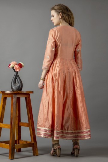 DAHLIA Peach Gown Embroidery kurta