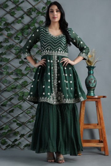 Mehandi Green Rajasthani Style Garara Set