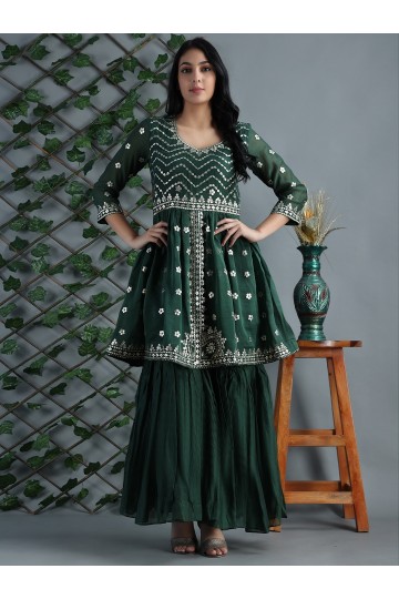 Mehandi Green Rajasthani Style Garara Set